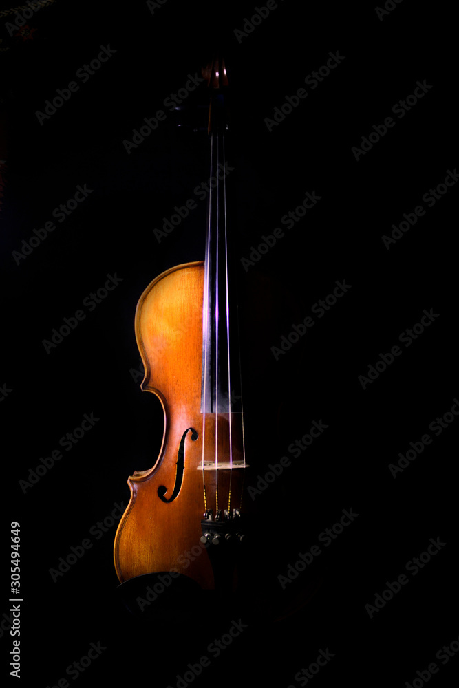 Instrument Violin on black background Instrument Violin on black background
