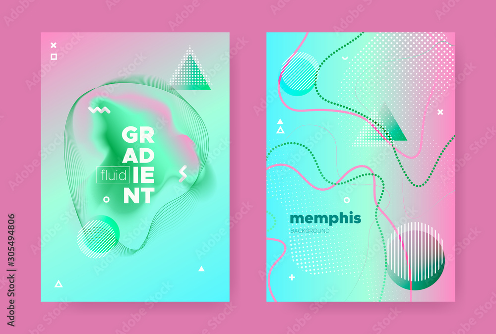 Graphic Memphis Geometric Elements. Contemporary 