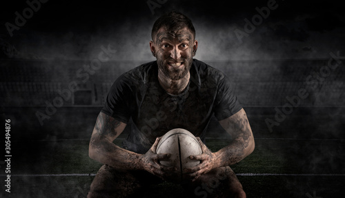 Photography Handsome rugby player in action