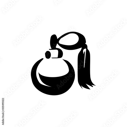 Perfume fragrance bottle sketch on white background