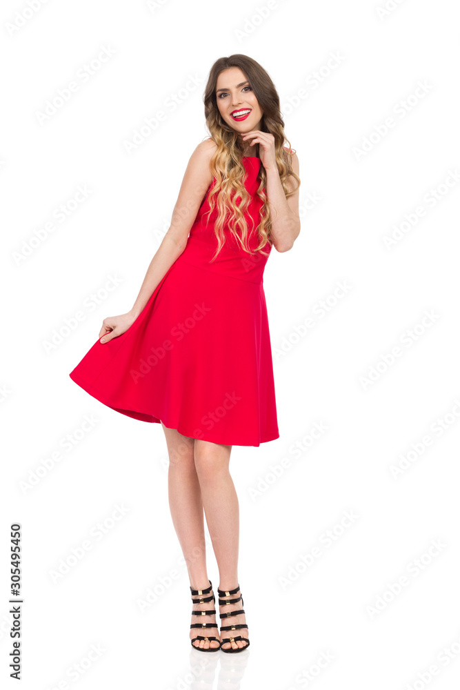 high heels red dress