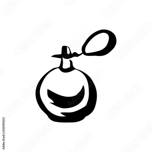 Perfume fragrance bottle sketch on white background