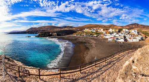 Fuerteventura - picturesque traditional fishing village Ajui, with black sand beaches. Canary islands photo