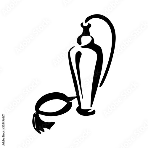 Perfume fragrance bottle sketch on white background