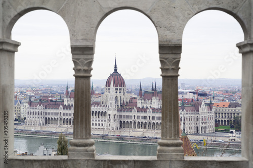 Hungarian Parliament Building seen from the Fisherman's Bastion.