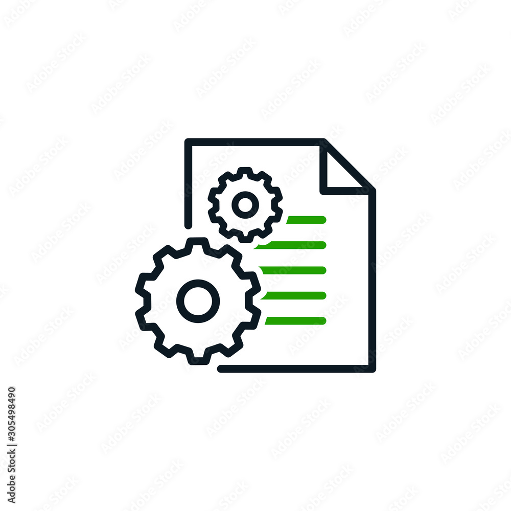 Manual document icon, big data processing technology concept, cogwheel ...