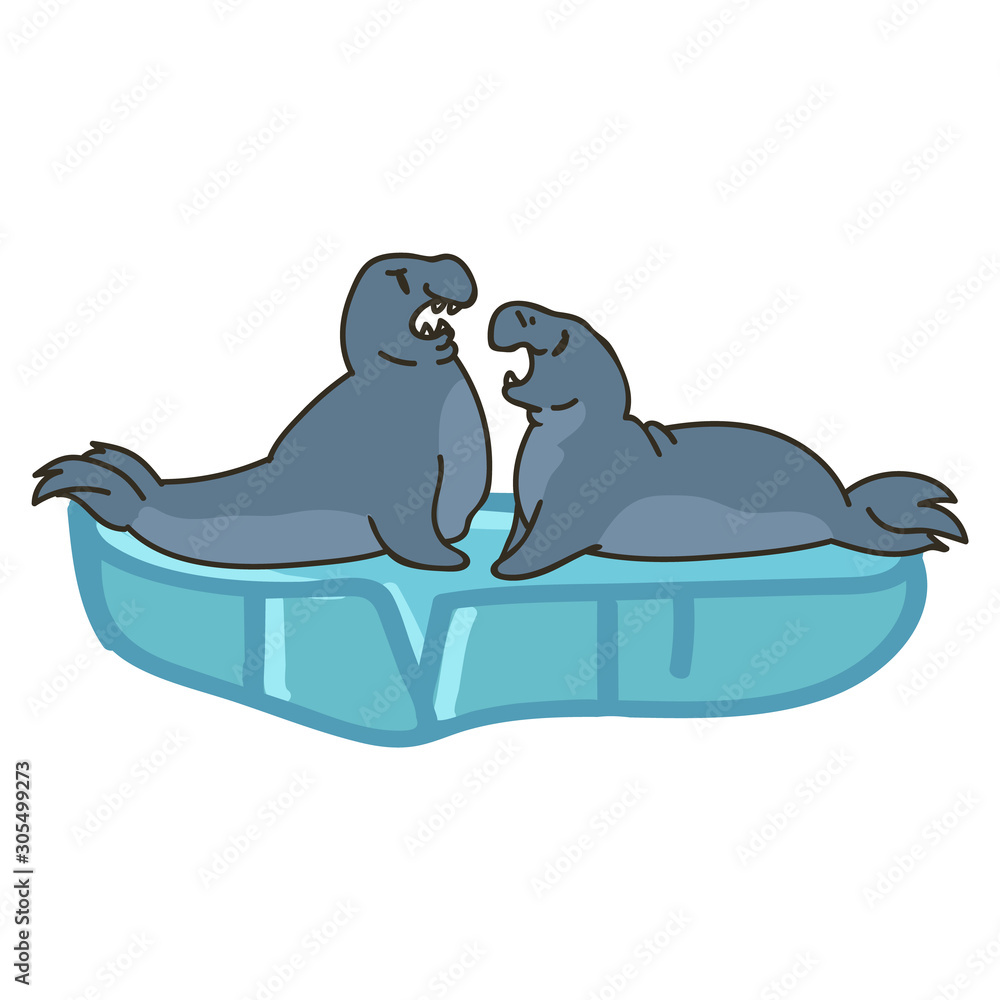 Two Adorable Cartoon Elephant Seal Clip Art. Water Animal Icon. Hand Drawn  Cute Predator Motif Illustration Doodle Flat Color. Isolated sea, Nursery  and Nautical Wildlife Character. Vector. Stock Vector | Adobe Stock