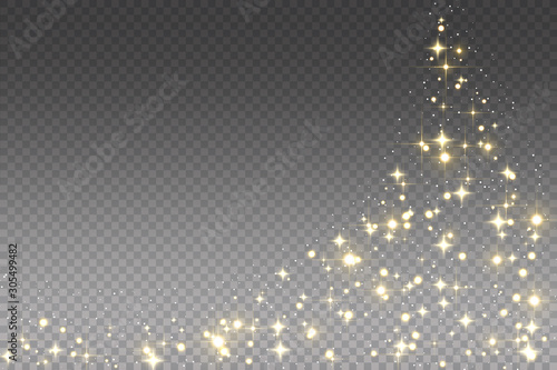 Vector golden sparkling falling star. Stardust trail. Cosmic glittering wave.