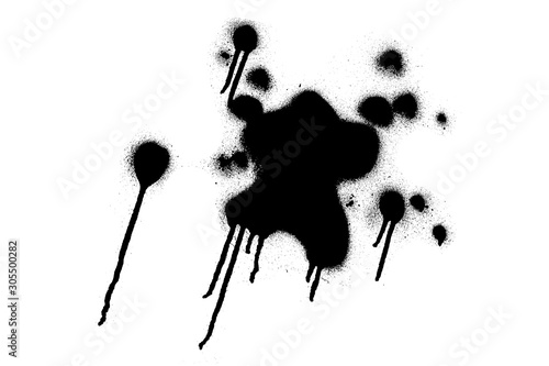 Beautiful horizontal texture black spots and splashes and spray on a white background