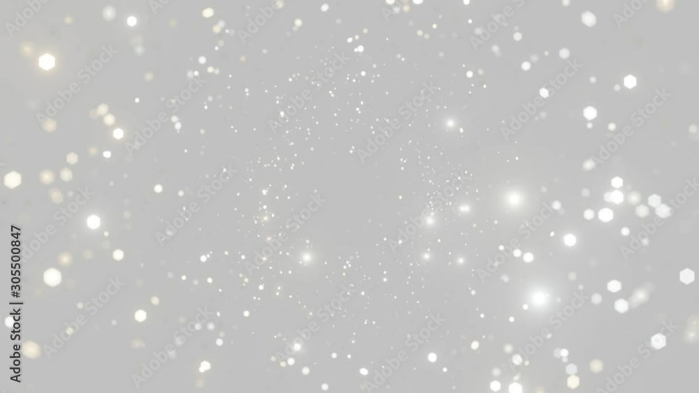 Abstract motion background shining silver particles. Shimmering Glittering Particles With Bokeh. Seamless 4K loop video