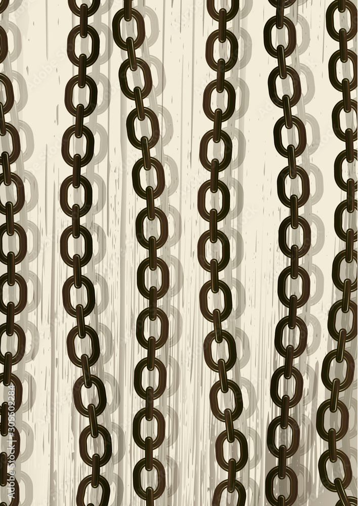 Abstract steel chain on a background with a texture. Trendy design cover template.
