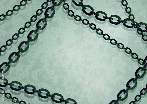 Abstract steel chain on a background with a texture. Trendy design cover template.