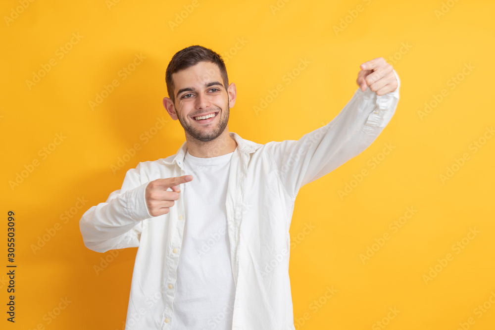young man with beard isolated with expression
