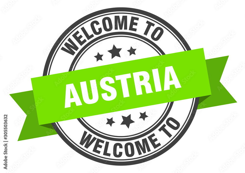Fototapeta premium Austria stamp. welcome to Austria green sign