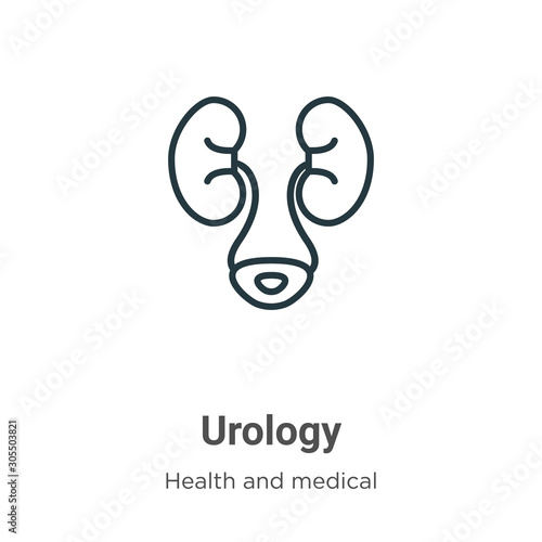Urology outline vector icon. Thin line black urology icon, flat vector simple element illustration from editable health and medical concept isolated on white background