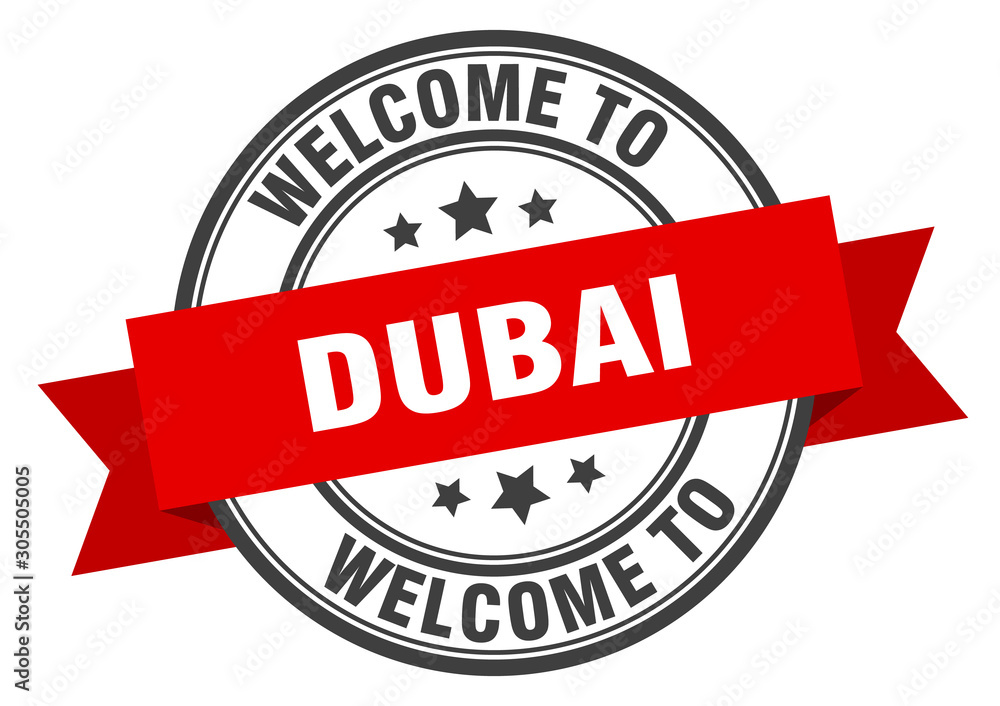 Fototapeta premium Dubai stamp. welcome to Dubai red sign