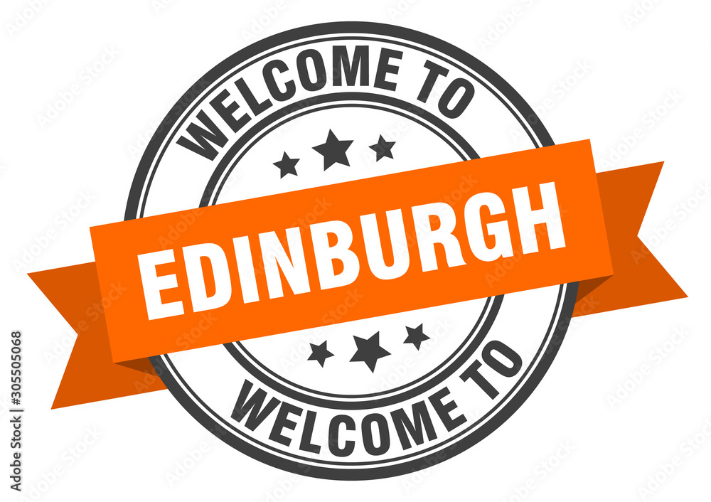 Fototapeta premium Edinburgh stamp. welcome to Edinburgh orange sign