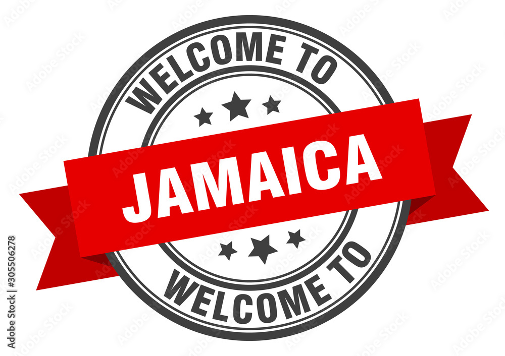 Fototapeta premium Jamaica stamp. welcome to Jamaica red sign