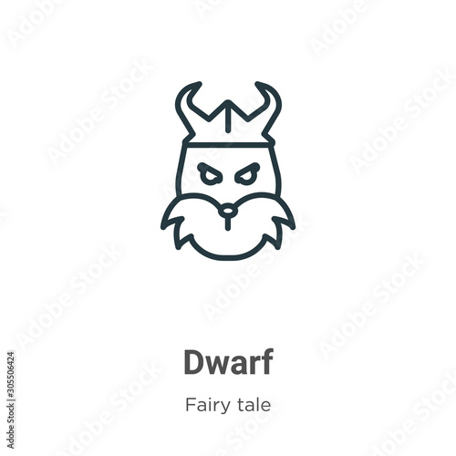 Dwarf outline vector icon. Thin line black dwarf icon, flat vector simple element illustration from editable fairy tale concept isolated on white background