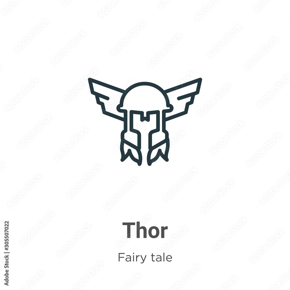 Thor outline vector icon. Thin line black thor icon, flat vector simple  element illustration from editable fairy tale concept isolated on white  background Stock Vector | Adobe Stock