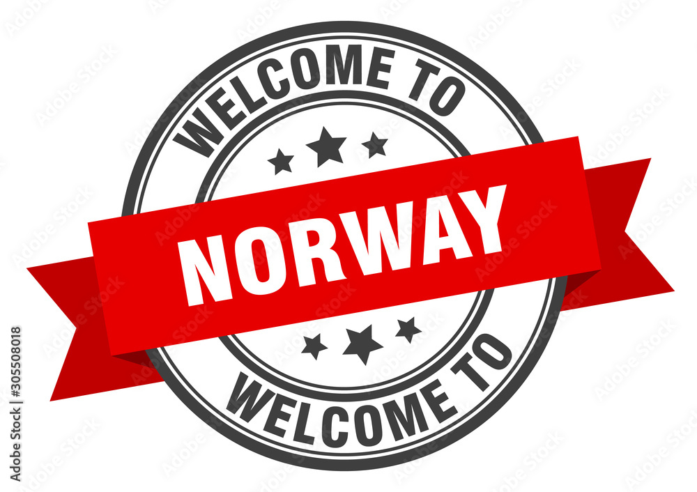 Fototapeta premium Norway stamp. welcome to Norway red sign