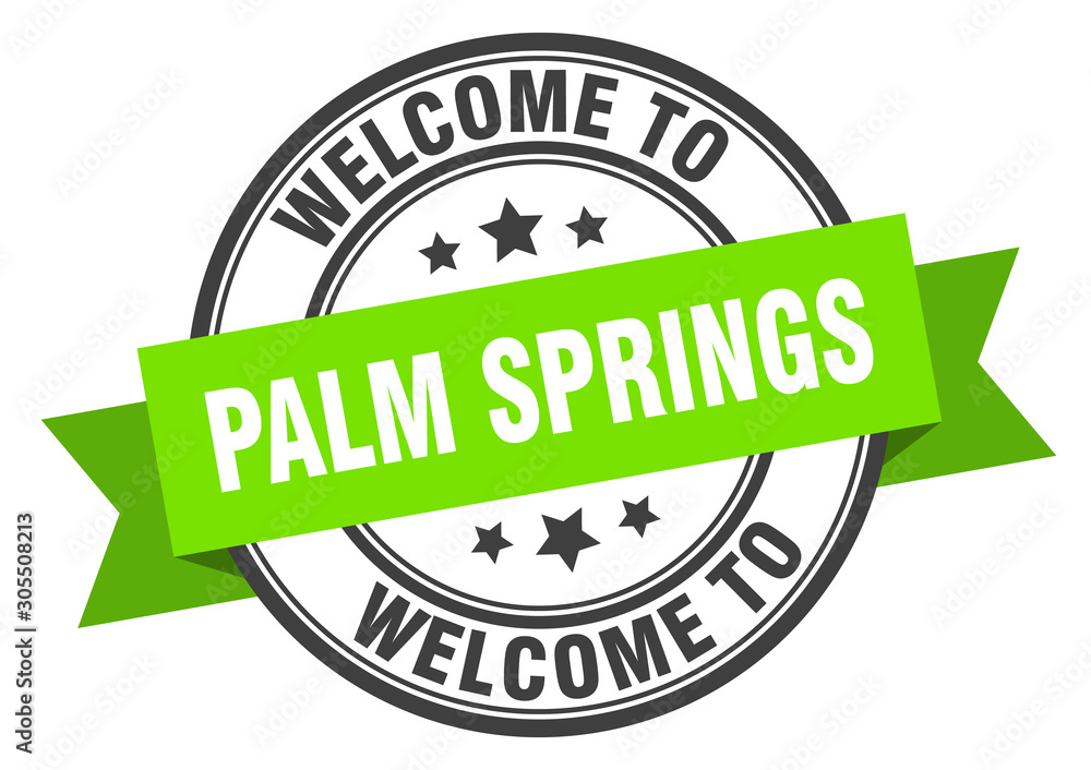 Palm Springs stamp. welcome to Palm Springs green sign Palm Springs stamp. welcome to Palm Springs green sign