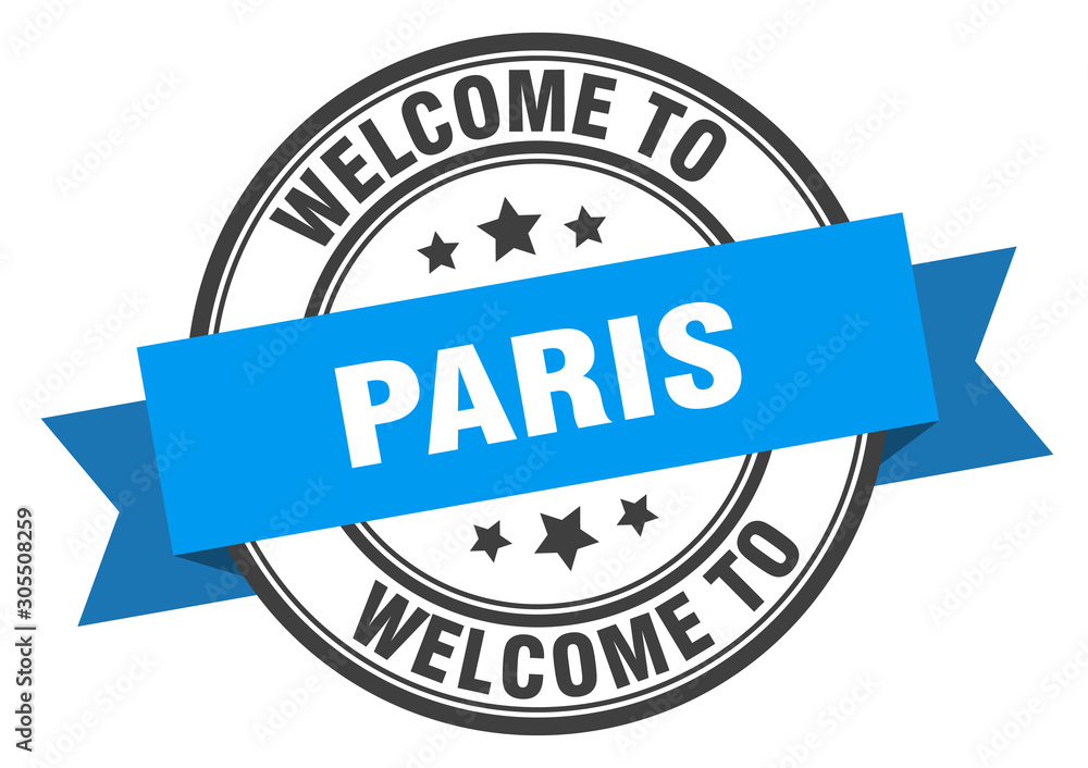 Obraz premium Paris stamp. welcome to Paris blue sign
