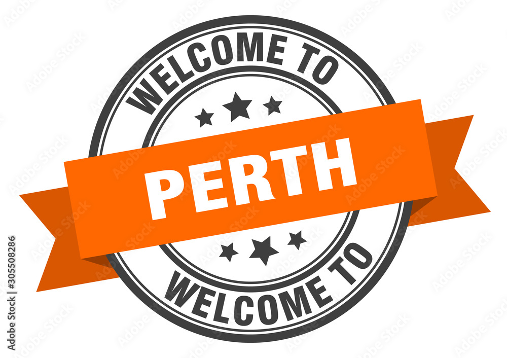 Fototapeta premium Perth stamp. welcome to Perth orange sign