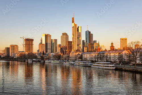 Frankfurt am Main  River  Tour Boats  Skyline  Germany