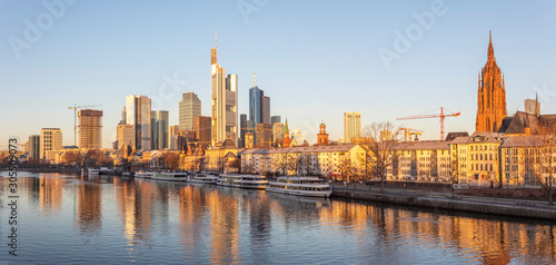 Frankfurt am Main  River  Tour Boats  Skyline  Panorama  Germany