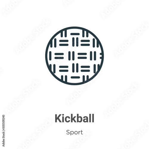 Kickball outline vector icon. Thin line black kickball icon, flat vector simple element illustration from editable sport concept isolated on white background