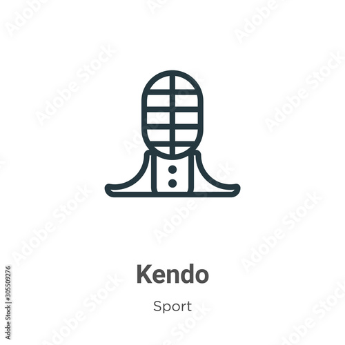 Kendo outline vector icon. Thin line black kendo icon, flat vector simple element illustration from editable sport concept isolated on white background