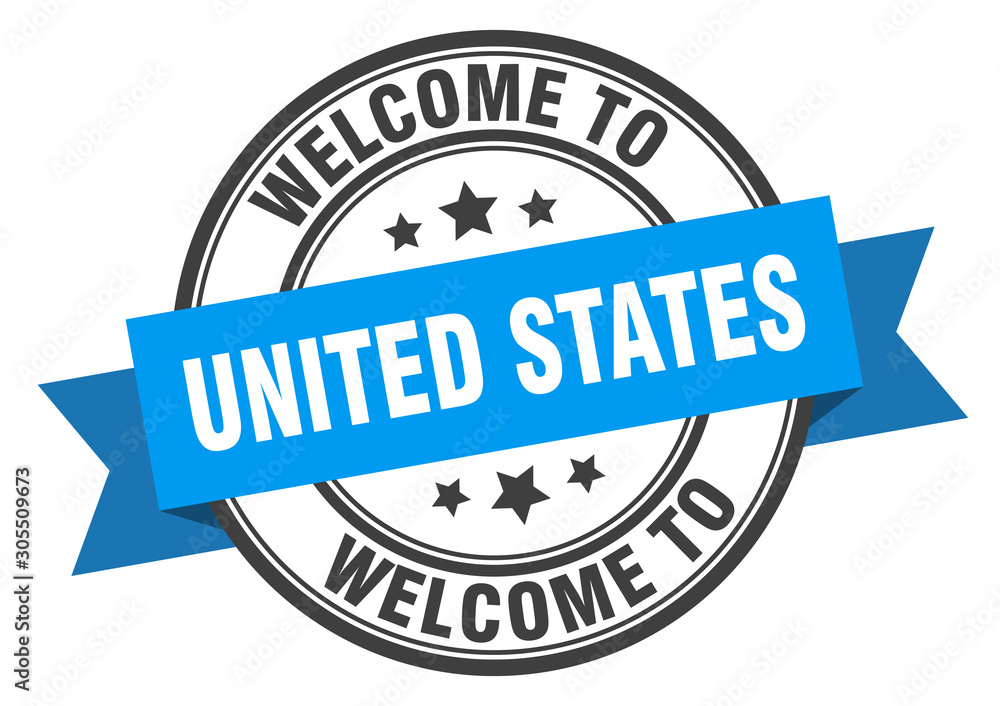 United States stamp. welcome to United States blue sign United States stamp. welcome to United States blue sign