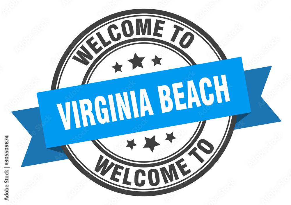 Fototapeta premium Virginia Beach stamp. welcome to Virginia Beach blue sign