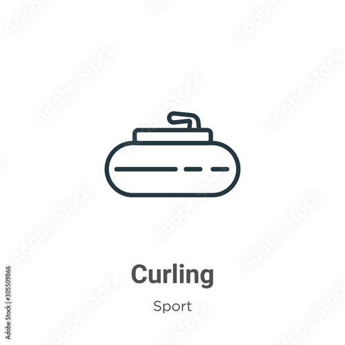 Curling outline vector icon. Thin line black curling icon, flat vector simple element illustration from editable sport concept isolated on white background