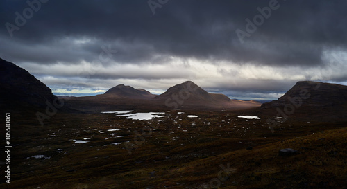 Views of Ceann Beag and Beinn an Eoin from below the summit of Sail Mhor near Torridon in the Scottish Highlands photo