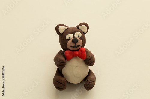 step by step making bear toy with colorful dough for children's activity. play in school,nursery or kindergarten lesson plasticine concept.