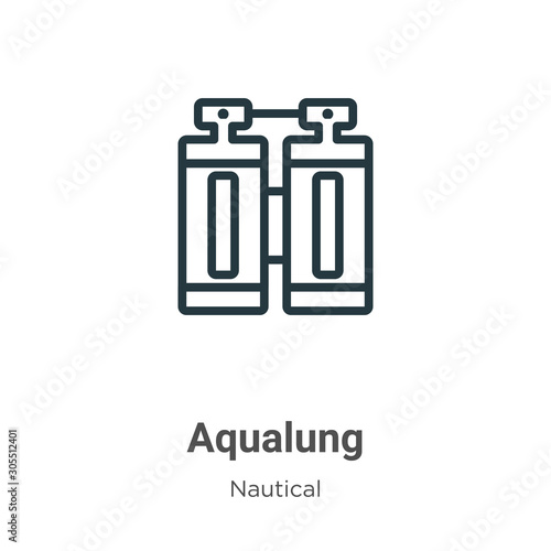 Aqualung outline vector icon. Thin line black aqualung icon, flat vector simple element illustration from editable nautical concept isolated on white background
