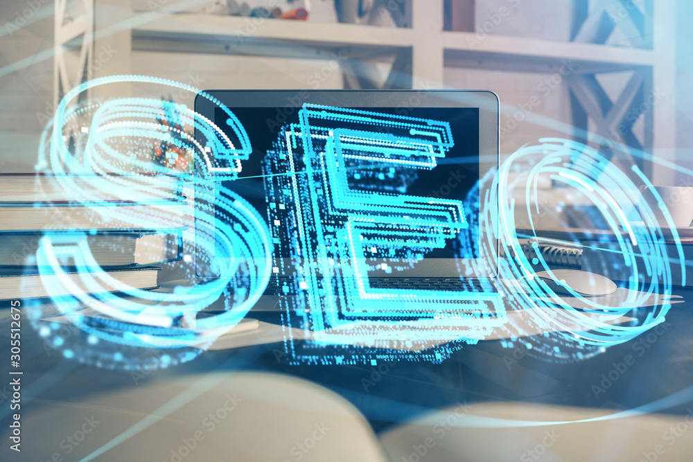 Multi exposure of table with computer and seo drawing hologram. Search optimization concept. Multi exposure of table with computer and seo drawing hologram. Search optimization concept.