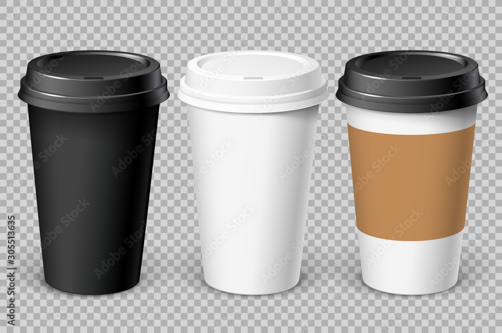 Realistic Disposable paper Cup . For various hot drinks, coffee, cappuccino, cacao or tea. Mockup for brand template. vector illustration. Realistic Disposable paper Cup . For various hot drinks, coffee, cappuccino, cacao or tea. Mockup for brand template. vector illustration.