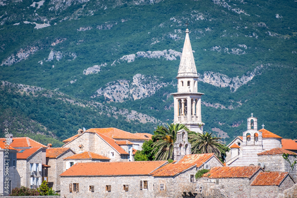 Obraz premium View of the old town from the side of Budva, Montenegro.