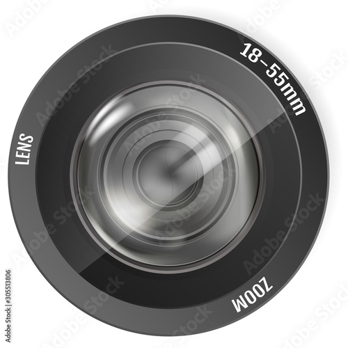 Modern Realistic Photo Lens. Photo Camera Lens