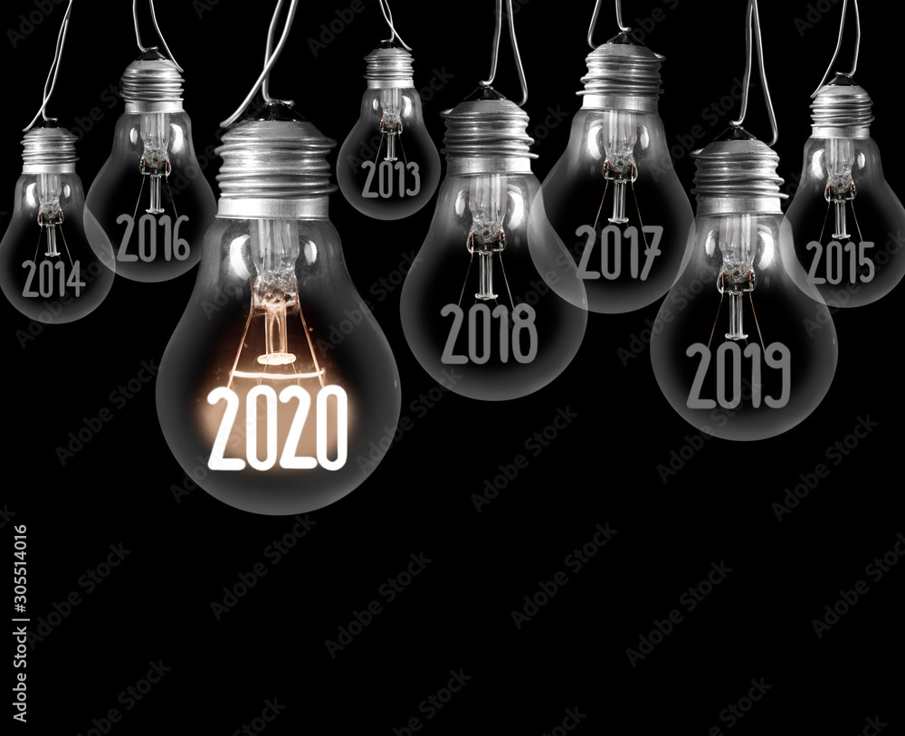Light Bulbs with New Year 2020 Light Bulbs with New Year 2020