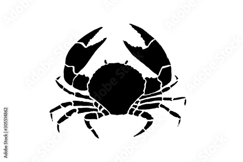 Graphical crab isolated on white background, vector illustration,sea-food silhouette