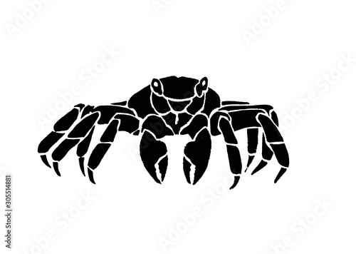 Graphical crab isolated on white background, vector illustration,sea-food silhouette