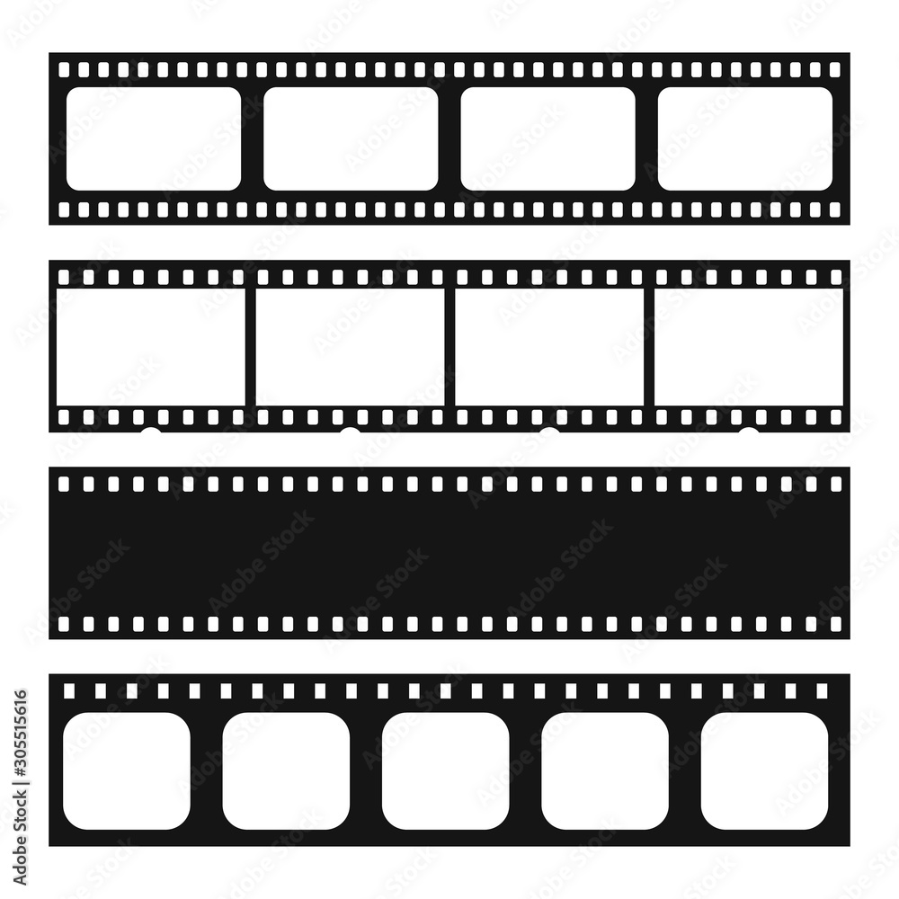 Set of cinema film strip isolated on white background vector illustration. EPS 10