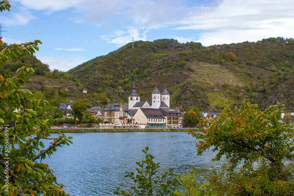 View of Treis-Karden town with the Moselle river in Rhineland-Palatinate