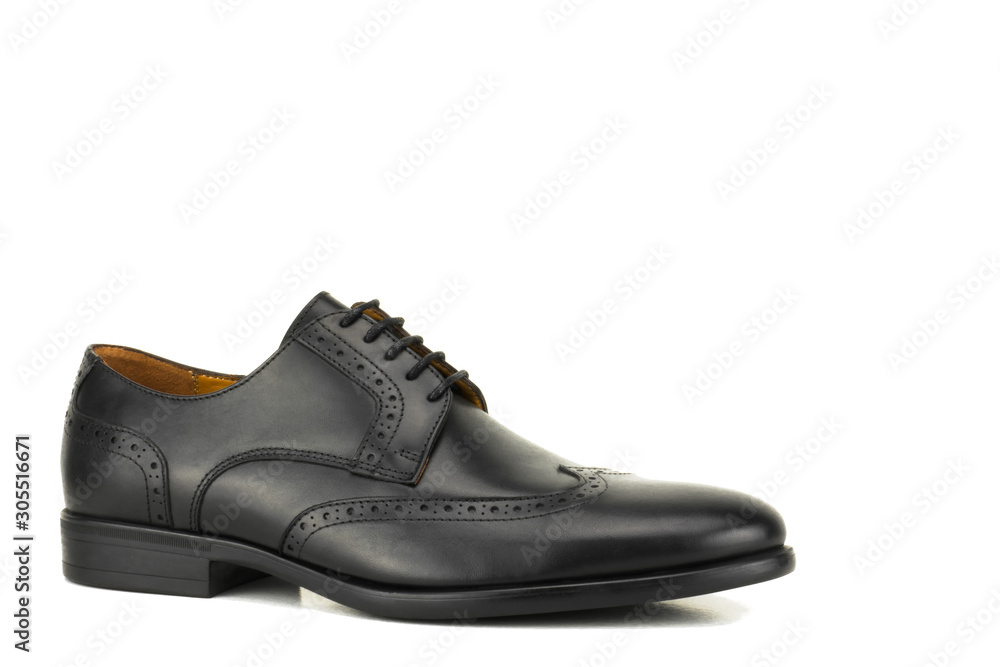 Black leather derby isolated on a white background. Black leather derby isolated on a white background.