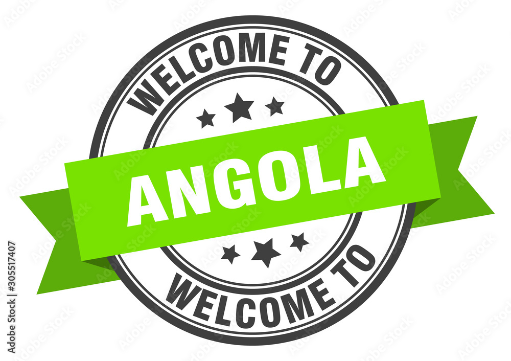 Angola stamp. welcome to Angola green sign Angola stamp. welcome to Angola green sign