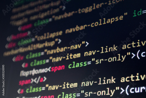 HTML programming language web site code closeup